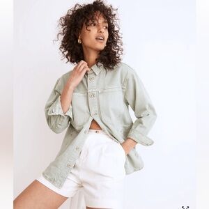 Madewell Green Jean Jacket Lightweight Cotton Shacket